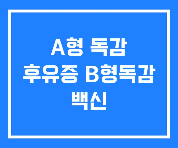 A형 독감 후유증 B형독감 백신 A형 독감 후유증 B형독감 백신