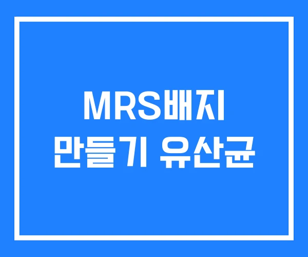 MRS배지 만들기 유산균