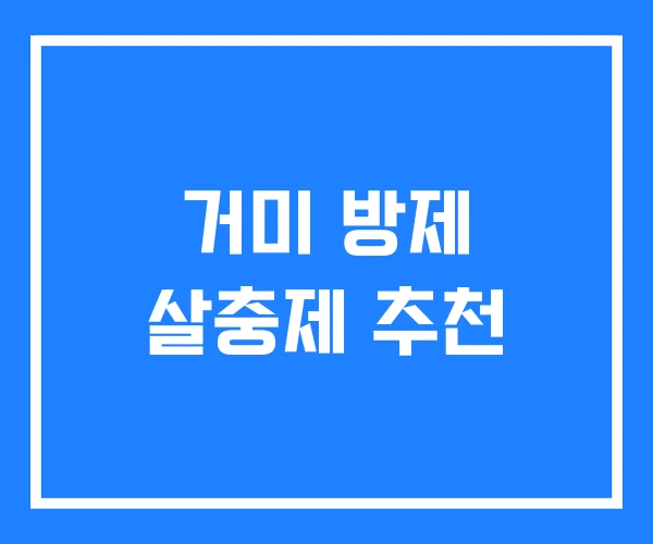 거미 방제 살충제 추천