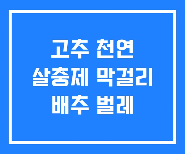고추 천연 살충제 막걸리 배추 벌레