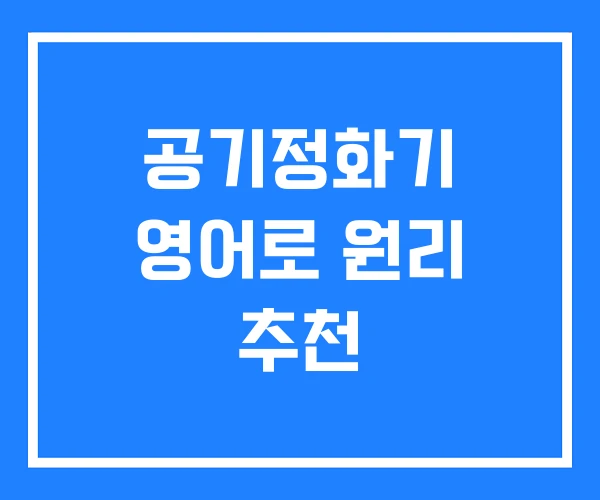 공기정화기 영어로 원리 추천