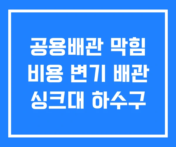 공용배관 막힘 비용 변기 배관 싱크대 하수구