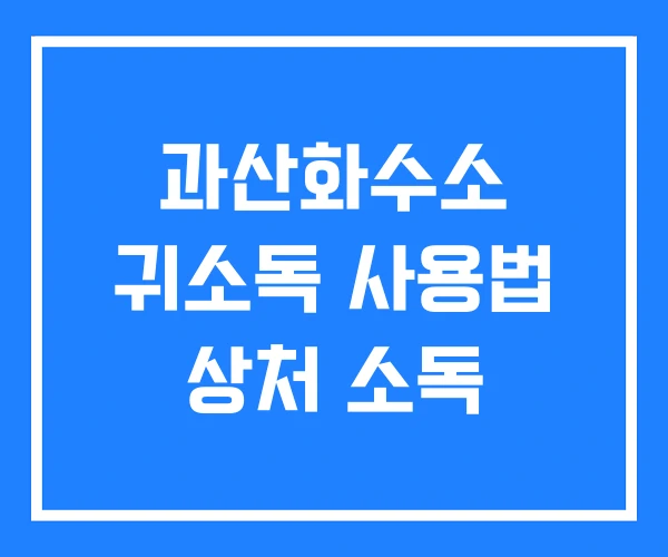 과산화수소 귀소독 사용법 상처 소독 과산화수소 귀소독 사용법 상처 소독