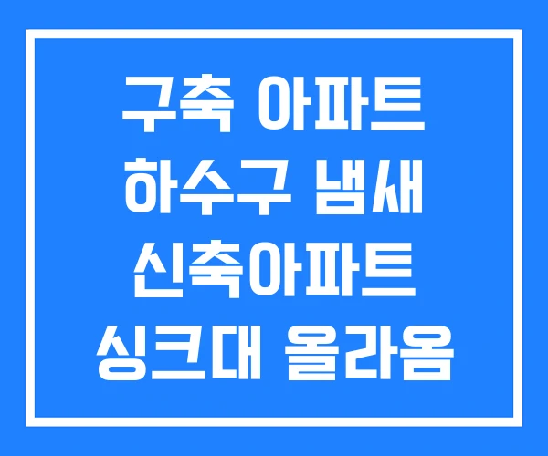 구축 아파트 하수구 냄새 신축아파트 싱크대 올라옴 구축 아파트 하수구 냄새 신축아파트 싱크대 올라옴