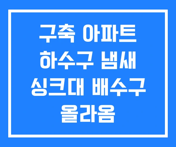 구축 아파트 하수구 냄새 싱크대 배수구 올라옴