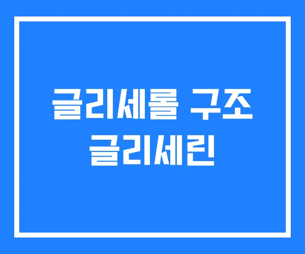 글리세롤 구조 글리세린 글리세롤 구조 글리세린