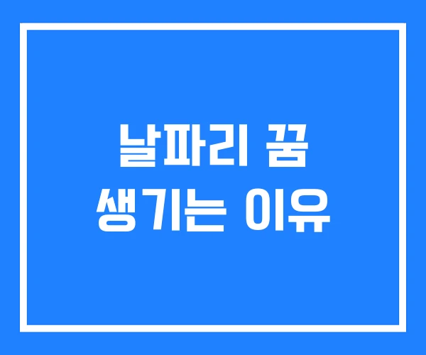 날파리 꿈 생기는 이유