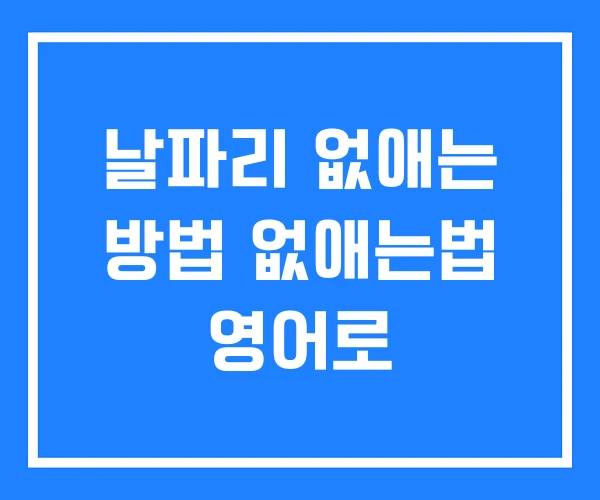 날파리 없애는 방법 없애는법 영어로