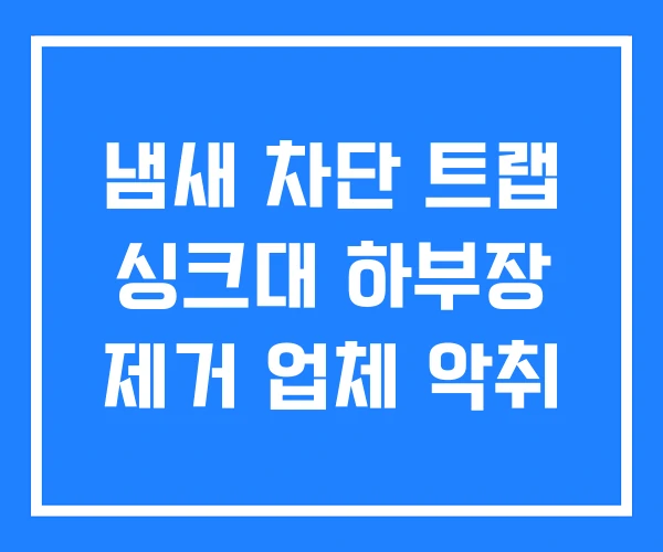 냄새 차단 트랩 싱크대 하부장 제거 업체 악취