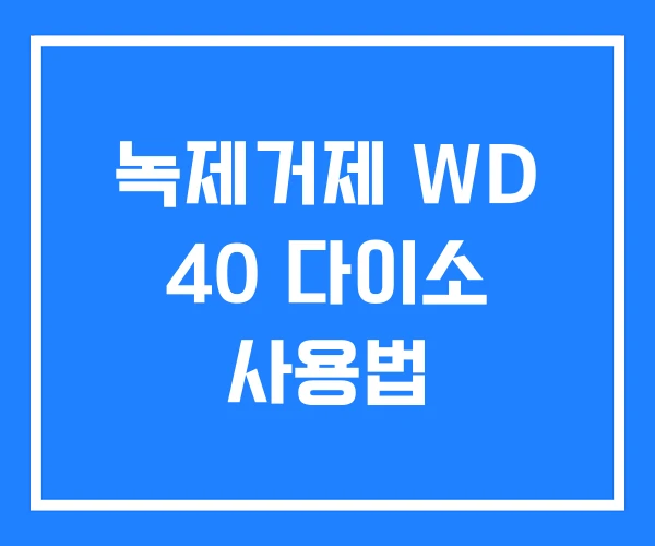 녹제거제 WD 40 다이소 사용법