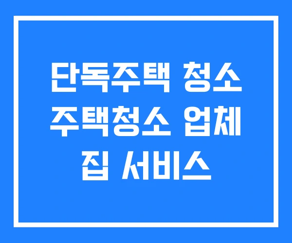 단독주택 청소 주택청소 업체 집 서비스