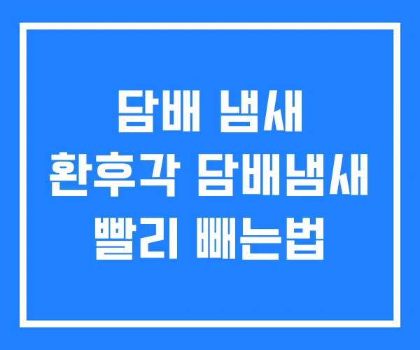 담배 냄새 환후각 담배냄새 빨리 빼는법 담배 냄새 환후각 담배냄새 빨리 빼는법
