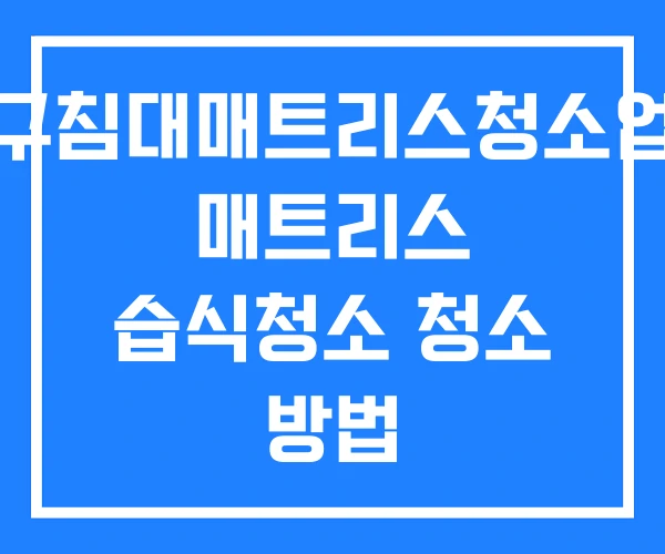 대구침대매트리스청소업체 매트리스 습식청소 청소 방법