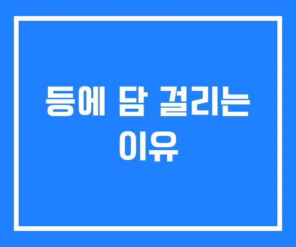 등에 담 걸리는 이유