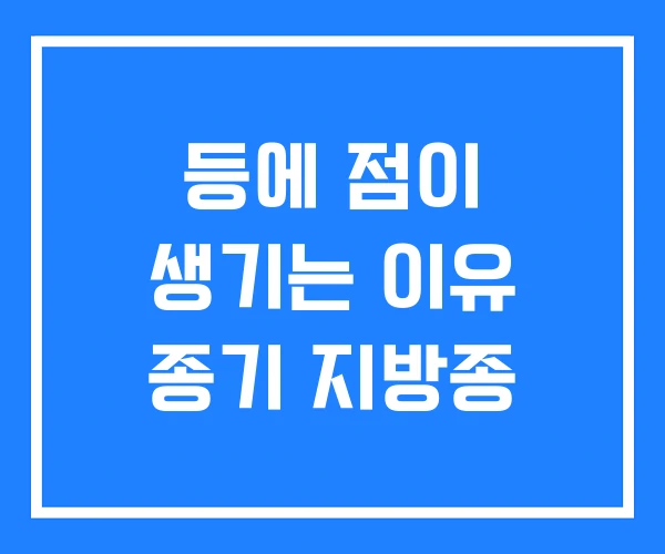 등에 점이 생기는 이유 종기 지방종