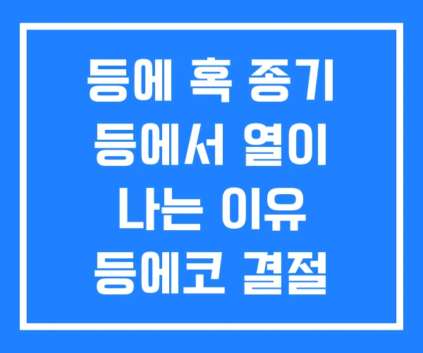 등에 혹 종기 등에서 열이 나는 이유 등에코 결절 등에 혹 종기 등에서 열이 나는 이유 등에코 결절
