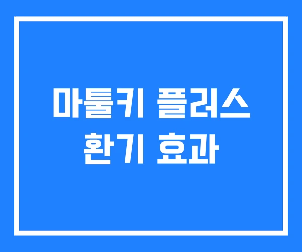 마툴키 플러스 환기 효과 마툴키 플러스 환기 효과