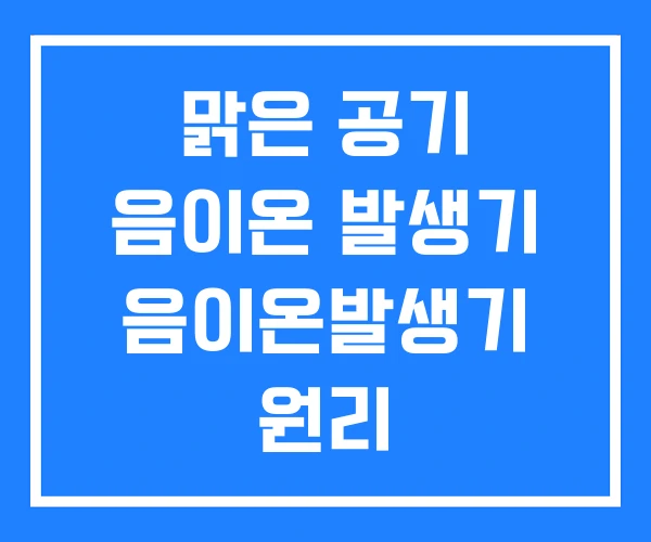 맑은 공기 음이온 발생기 음이온발생기 원리 맑은 공기 음이온 발생기 음이온발생기 원리