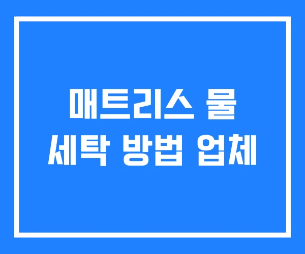 매트리스 물 세탁 방법 업체