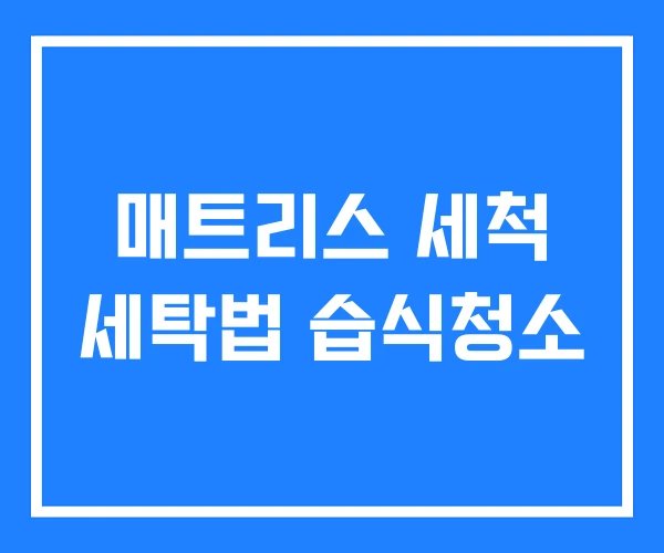 매트리스 세척 세탁법 습식청소