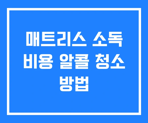 매트리스 소독 비용 알콜 청소 방법 매트리스 소독 비용 알콜 청소 방법