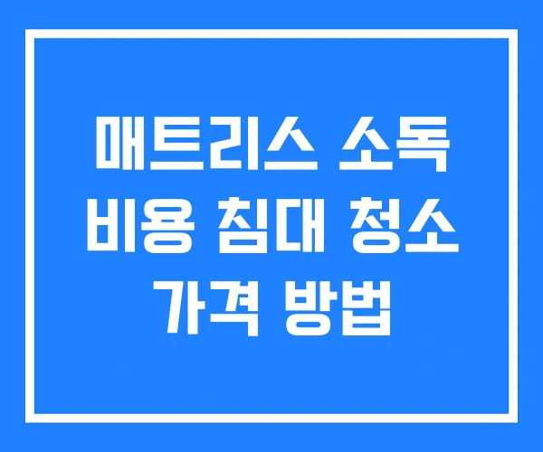 매트리스 소독 비용 침대 청소 가격 방법
