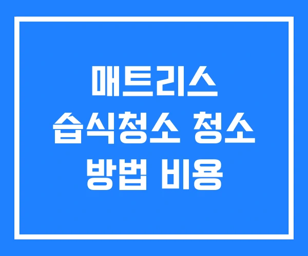 매트리스 습식청소 청소 방법 비용