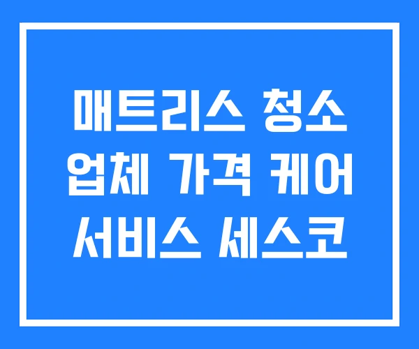 매트리스 청소 업체 가격 케어 서비스 세스코