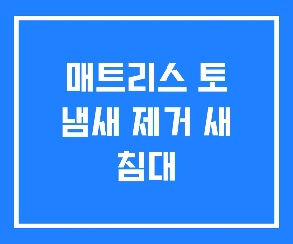 매트리스 토 냄새 제거 새 침대