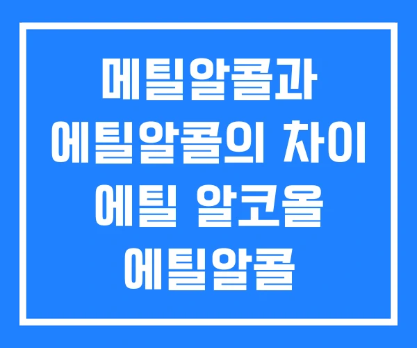 메틸알콜과 에틸알콜의 차이 에틸 알코올 에틸알콜