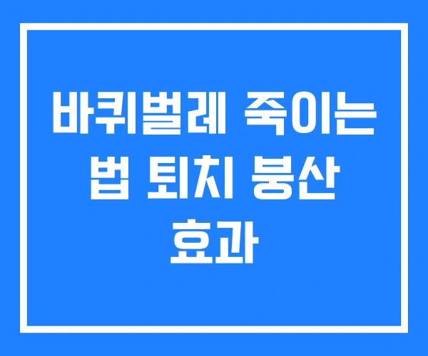 바퀴벌레 죽이는 법 퇴치 붕산 효과
