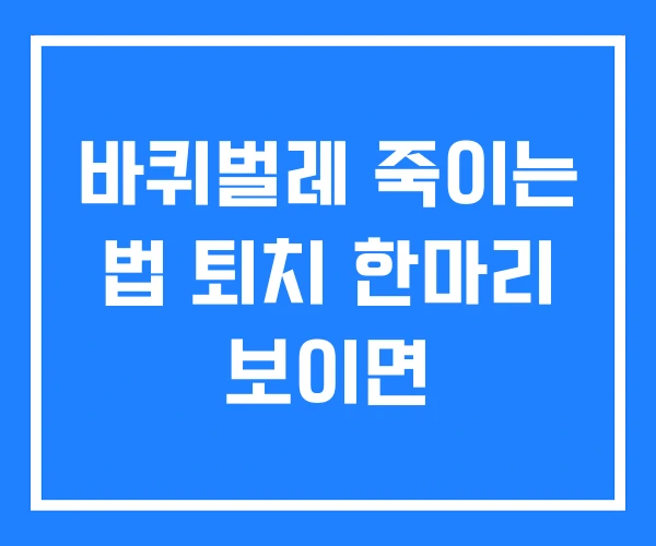 바퀴벌레 죽이는 법 퇴치 한마리 보이면