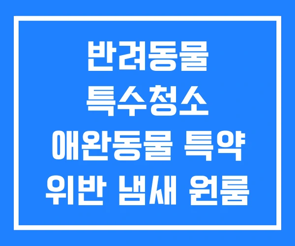 반려동물 특수청소 애완동물 특약 위반 냄새 원룸 고양이 제거