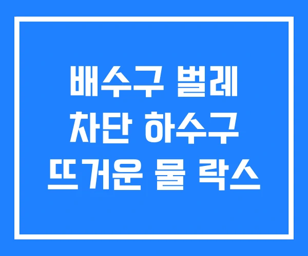 배수구 벌레 차단 하수구 뜨거운 물 락스