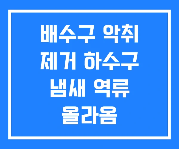 배수구 악취 제거 하수구 냄새 역류 올라옴