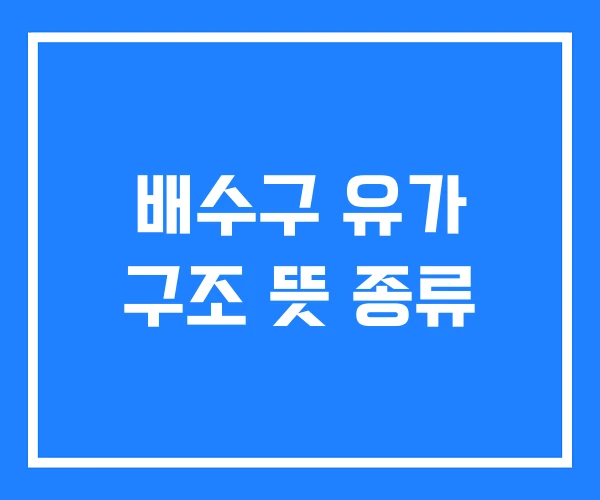 배수구 유가 구조 뜻 종류 배수구 유가 구조 뜻 종류