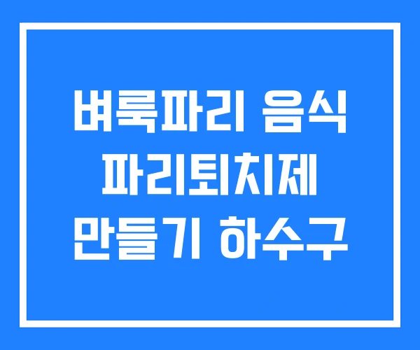 벼룩파리 음식 파리퇴치제 만들기 하수구