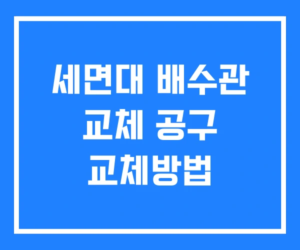 세면대 배수관 교체 공구 교체방법