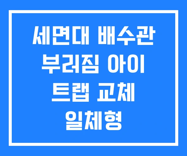 세면대 배수관 부러짐 아이 트랩 교체 일체형