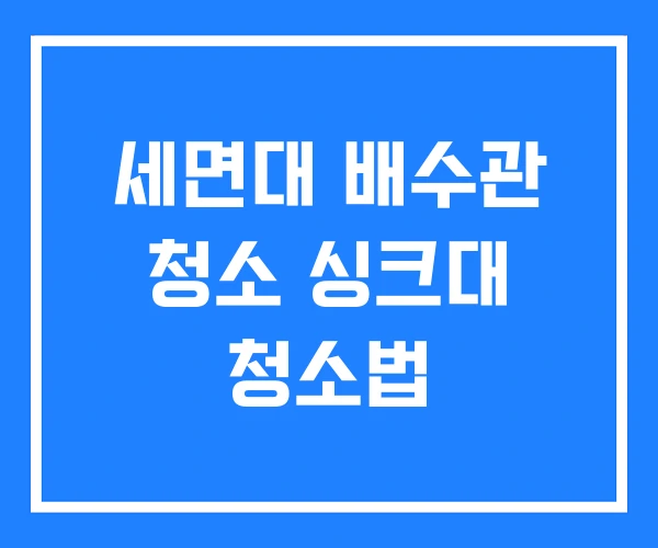 세면대 배수관 청소 싱크대 청소법 세면대 배수관 청소 싱크대 청소법