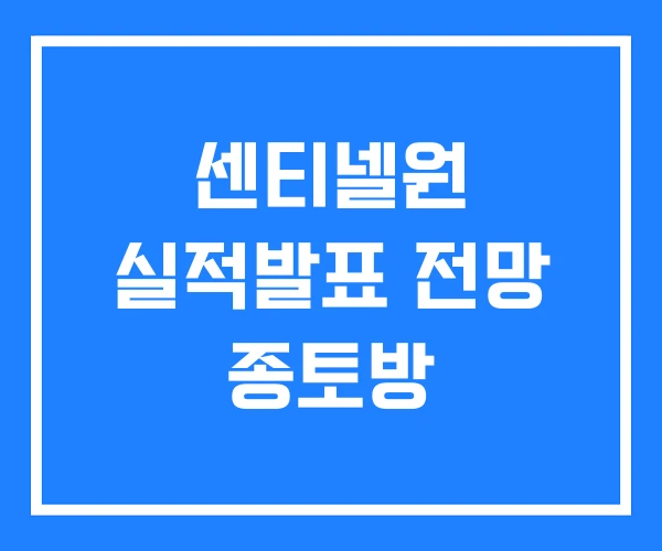 센티넬원 실적발표 전망 종토방