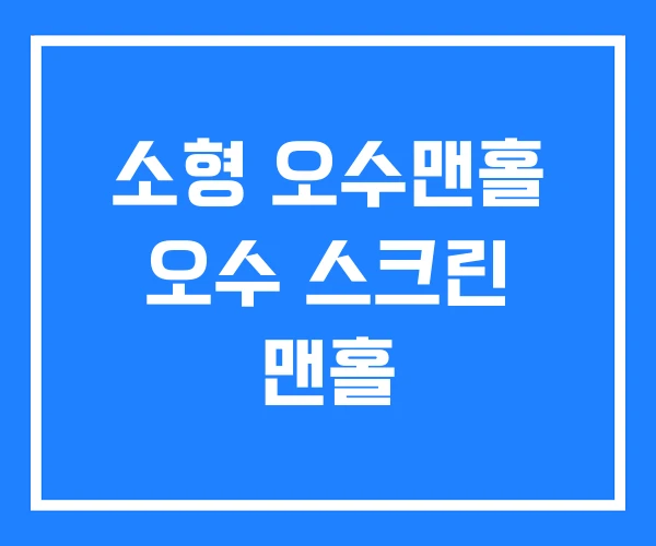 소형 오수맨홀 오수 스크린 맨홀 소형 오수맨홀 오수 스크린 맨홀