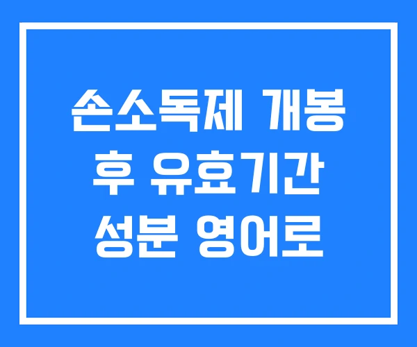 손소독제 개봉 후 유효기간 성분 영어로 손소독제 개봉 후 유효기간 성분 영어로