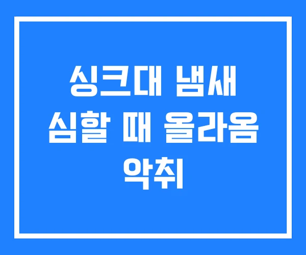 싱크대 냄새 심할 때 올라옴 악취 싱크대 냄새 심할 때 올라옴 악취
