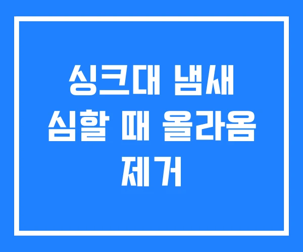 싱크대 냄새 심할 때 올라옴 제거