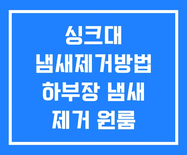 싱크대 냄새제거방법 하부장 냄새 제거 원룸 하수구