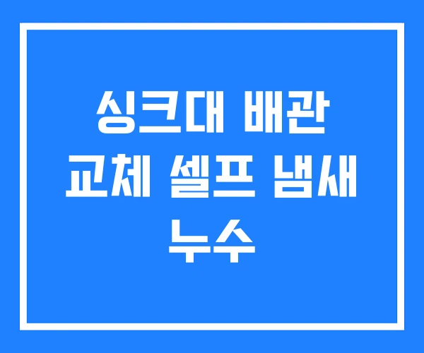 싱크대 배관 교체 셀프 냄새 누수 싱크대 배관 교체 셀프 냄새 누수