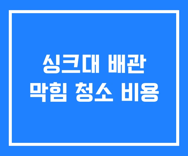 싱크대 배관 막힘 청소 비용 싱크대 배관 막힘 청소 비용