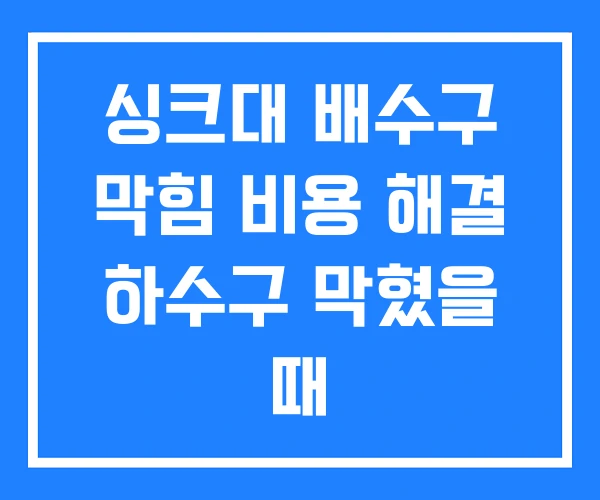 싱크대 배수구 막힘 비용 해결 하수구 막혔을 때
