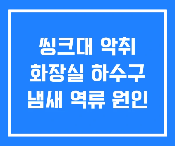 씽크대 악취 화장실 하수구 냄새 역류 원인